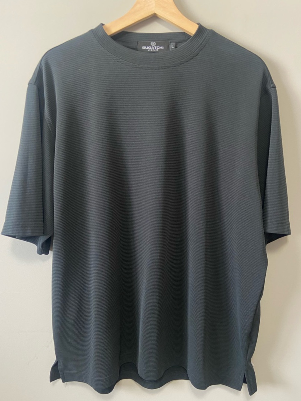 Bugatchi Dark Charcoal Textured Short Sleeve Crew Tee